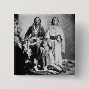 Apache Chief Antonio Maria with his family, 1897 ( 2 Inch Square Button