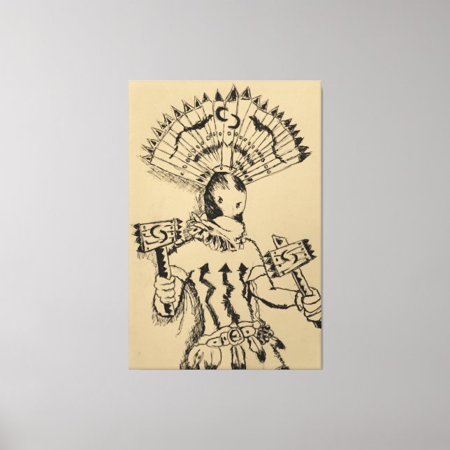 Apache Crown Dancer Sketch Canvas Print (Front)