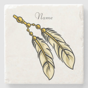 Apache Feathers Thunder_Cove Stone Coaster