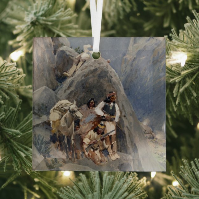 Apache Indians in Mountains, Native American Henry Glass Ornament (Insitu)