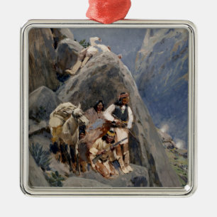 Apache Indians in Mountains, Native American Henry Metal Ornament