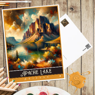 Apache Lake, Arizona Vintage Painting Postcard
