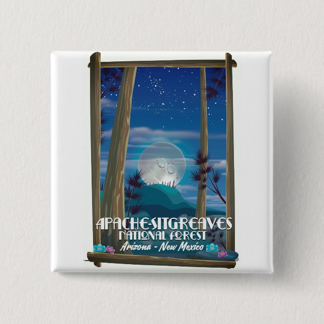 Apache-Sitgreaves National Forest 2 Inch Square Button (Front)