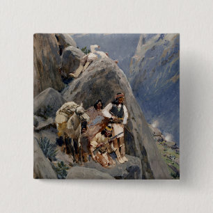 Apache Tribe Fighting American Indian Wars 2 Inch Square Button