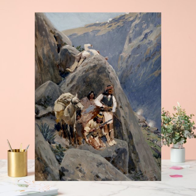 Apache Warriors: Ambush on American Cavalry Acrylic Sign (Wedding)