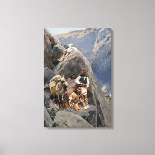 Apache Warriors: Ambush on American Cavalry Canvas Print