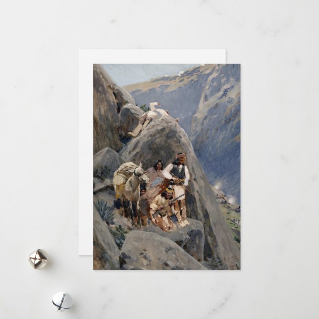 Apache Warriors: Ambush on American Cavalry Holiday Card (Front/Back In Situ)