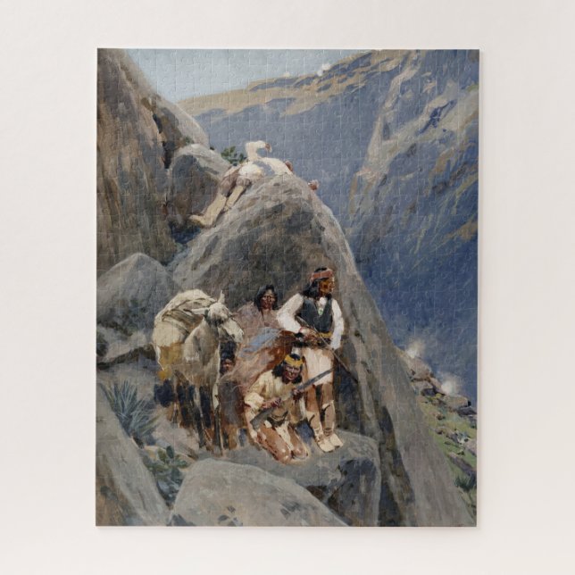 Apache Warriors: Ambush on American Cavalry Jigsaw Puzzle (Vertical)