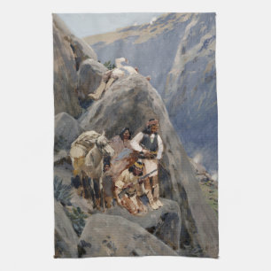 Apache Warriors: Ambush on American Cavalry Kitchen Towel