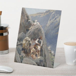 Apache Warriors: Ambush on American Cavalry Pedestal Sign