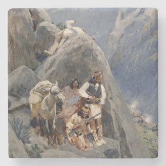 Apache Warriors: Ambush on American Cavalry Stone Coaster