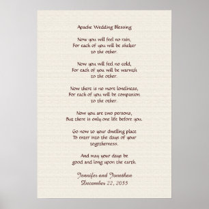 Apache Wedding Blessing 20x28 Faux Rustic Textured Poster