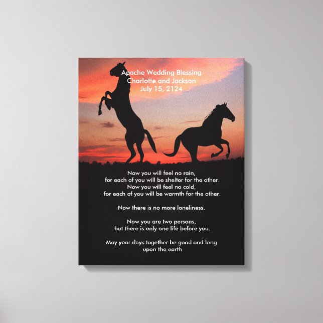 Apache Wedding Blessing Arabian horses silhouette Canvas Print (Front)