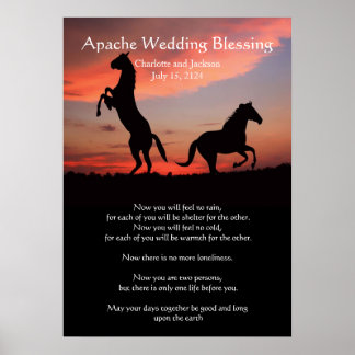 Apache Wedding Blessing Arabian horses silhouette Poster