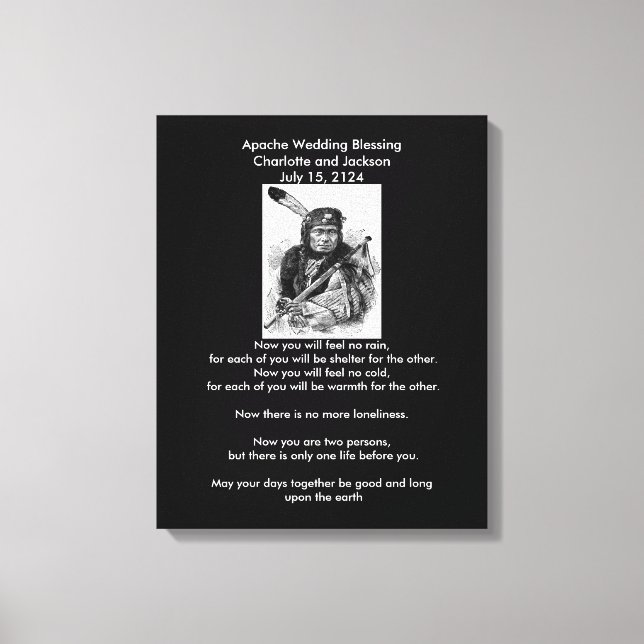 Apache Wedding Blessing Blood Cheif Canvas Print (Front)