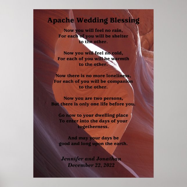 Apache Wedding Blessing Canyon Photo 20x28 Matte Poster (Front)