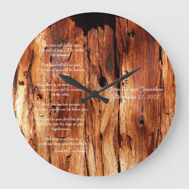 Apache Wedding Blessing Custom Round or Square Large Clock (Front)