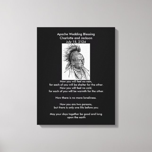 Apache Wedding Blessing Ojibwa Cheif Canvas Print (Front)