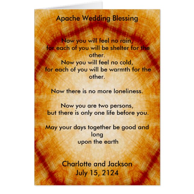 Apache Wedding Blessing Old Paper (Front)
