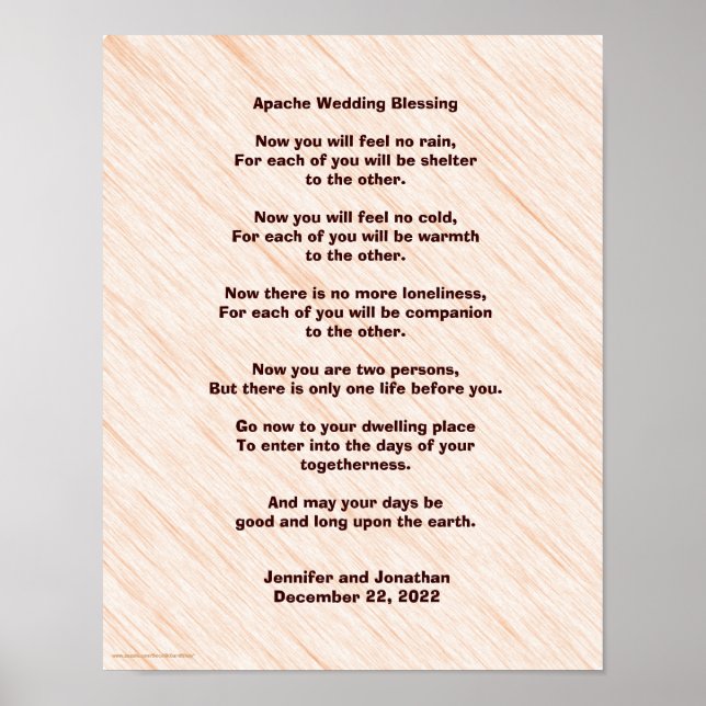Apache Wedding Blessing Poster 11" x 14" Matte (Front)