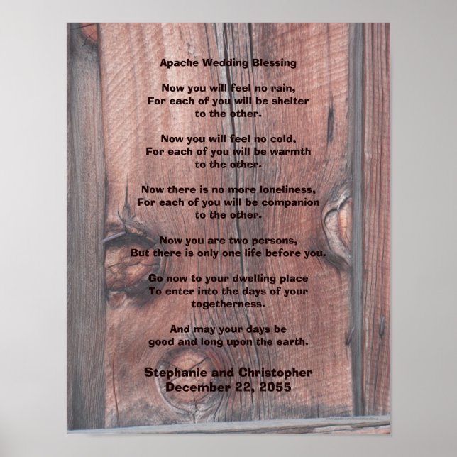 Apache Wedding Blessing Poster 11" x 14" Red Barn (Front)
