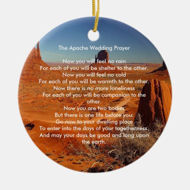 Apache Wedding Blessing Prayer - personalized Ceramic Ornament (Front)