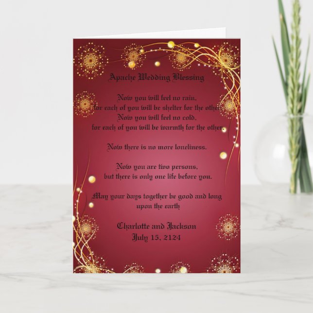 Apache Wedding Blessing Red Card (Front)