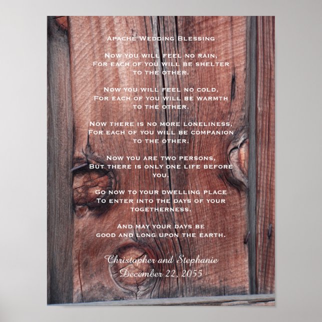 Apache Wedding Blessing Rustic Red Barn, Name  Poster (Front)