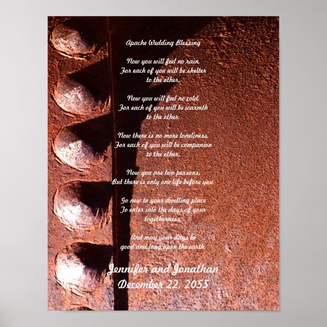 Apache Wedding Blessing Rusty Metal Look Poster (Front)