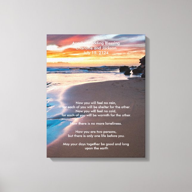 Apache Wedding Blessing Sandy Beach Oceanfront Canvas Print (Front)