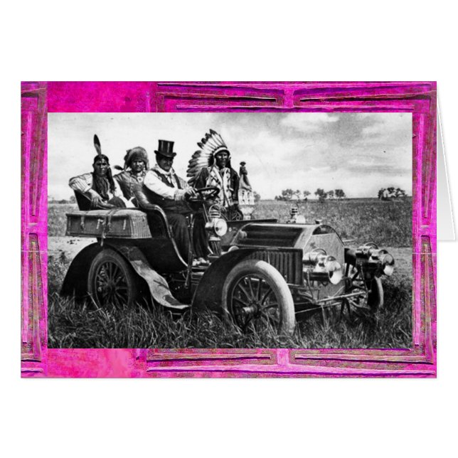 APACHES AND GERONIMO DRIVING A MOTOR CAR (Front Horizontal)