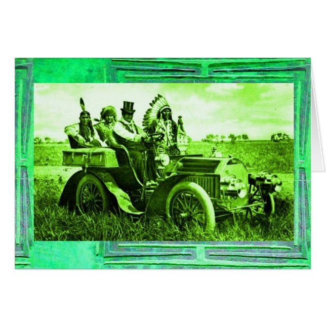 APACHES AND GERONIMO DRIVING A MOTOR CAR (Front Horizontal)