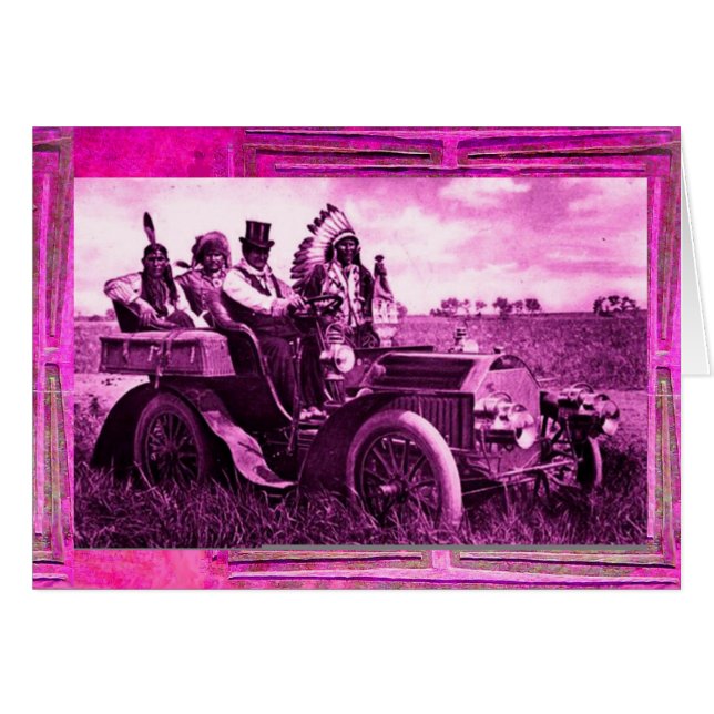 APACHES AND GERONIMO DRIVING A MOTOR CAR (Front Horizontal)