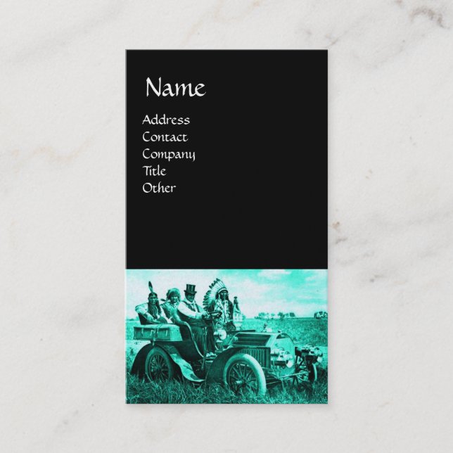 APACHES AND GERONIMO DRIVING A MOTOR CAR BUSINESS CARD (Front)