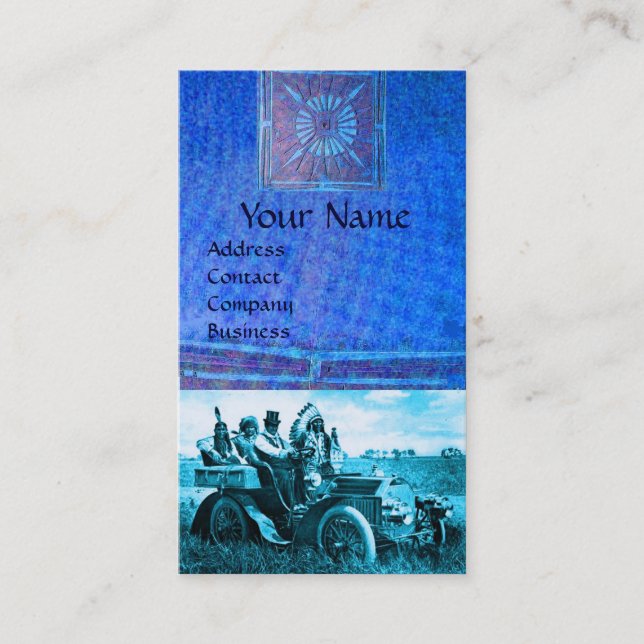 APACHES AND GERONIMO DRIVING A MOTOR CAR BUSINESS CARD (Front)