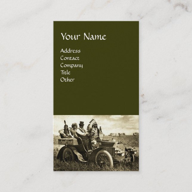 APACHES AND GERONIMO DRIVING A MOTOR CAR BUSINESS CARD (Front)