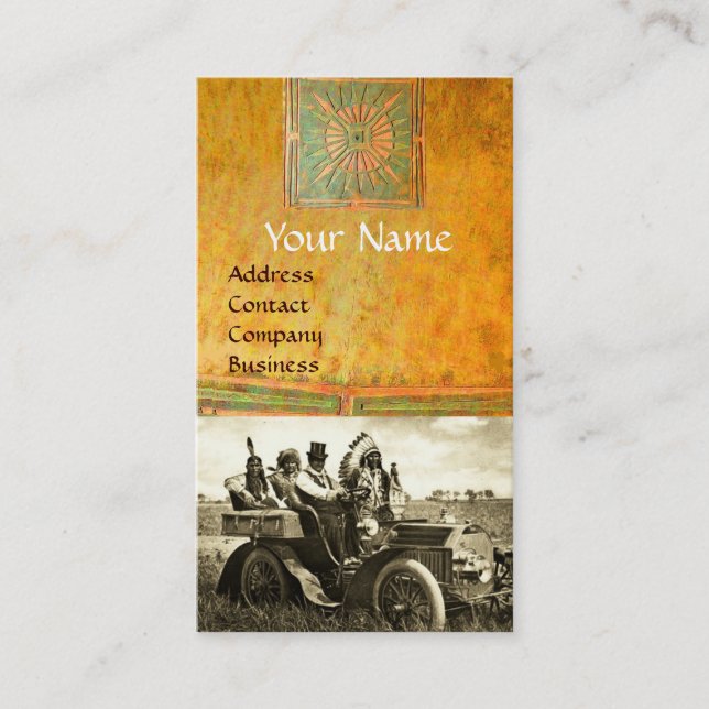 APACHES AND GERONIMO DRIVING A MOTOR CAR BUSINESS CARD (Front)