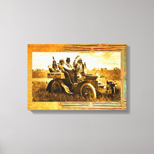 APACHES AND GERONIMO DRIVING A MOTOR CAR CANVAS PRINT