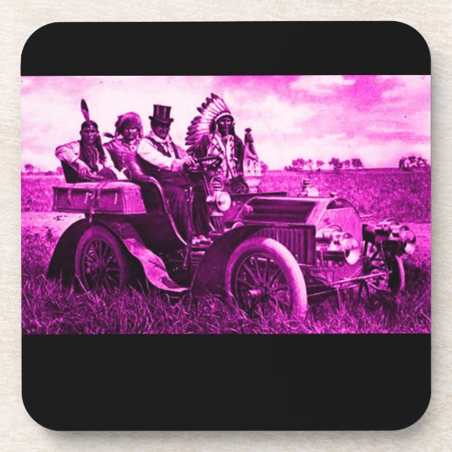 APACHES AND GERONIMO DRIVING A MOTOR CAR COASTER (Front)