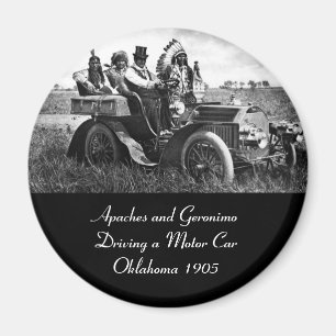 APACHES AND GERONIMO DRIVING A MOTOR CAR MAGNET