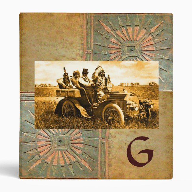 APACHES AND GERONIMO DRIVING A MOTOR CAR MONOGRAM BINDER (Front)