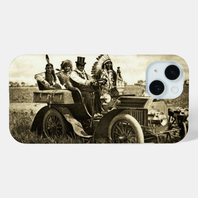 APACHES AND GERONIMO DRIVING A MOTOR CAR Sepia Case-Mate iPhone Case (Back (Horizontal))