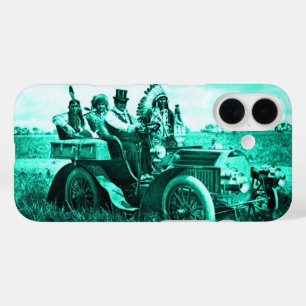 APACHES AND GERONIMO DRIVING A MOTOR CAR Teal Blue iPhone 16 Case