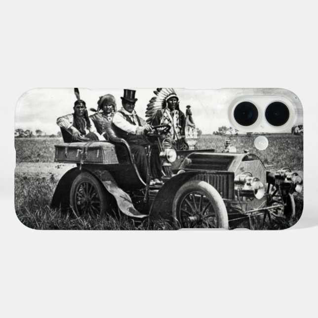 APACHES AND GERONIMO DRIVING MOTOR CAR Black White Case-Mate iPhone Case (Back (Horizontal))