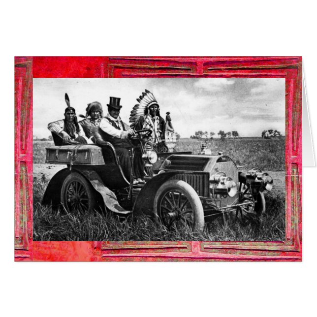 APACHES ET GERONIMO CONDUISANT UNE VOITURE À MOTEU (Devant horizontal)
