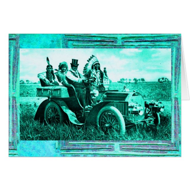 APACHES ET GERONIMO CONDUISANT UNE VOITURE À MOTEU (Devant horizontal)