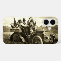 APACHES ,GERONIMO DRIVING A MOTOR CAR Black White
