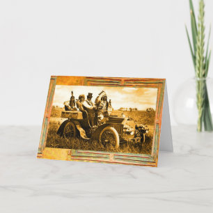 APACHES & GERONIMO DRIVING MOTOR CAR Father's Day Card