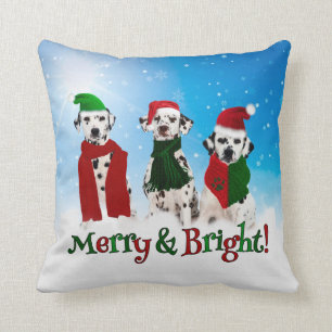 APAL - Christmas Dalmatian Dogs Paw Prints 2-sided Throw Pillow