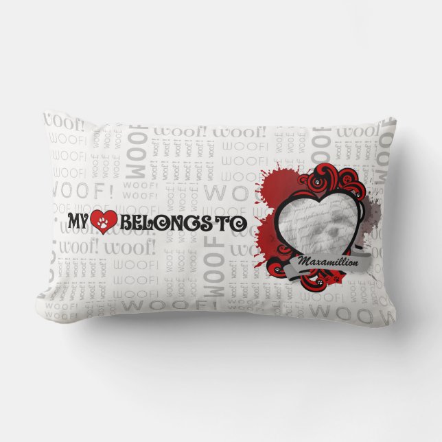 APAL: My Heart Belongs to Custom Dog Photo & Name Lumbar Pillow (Front)